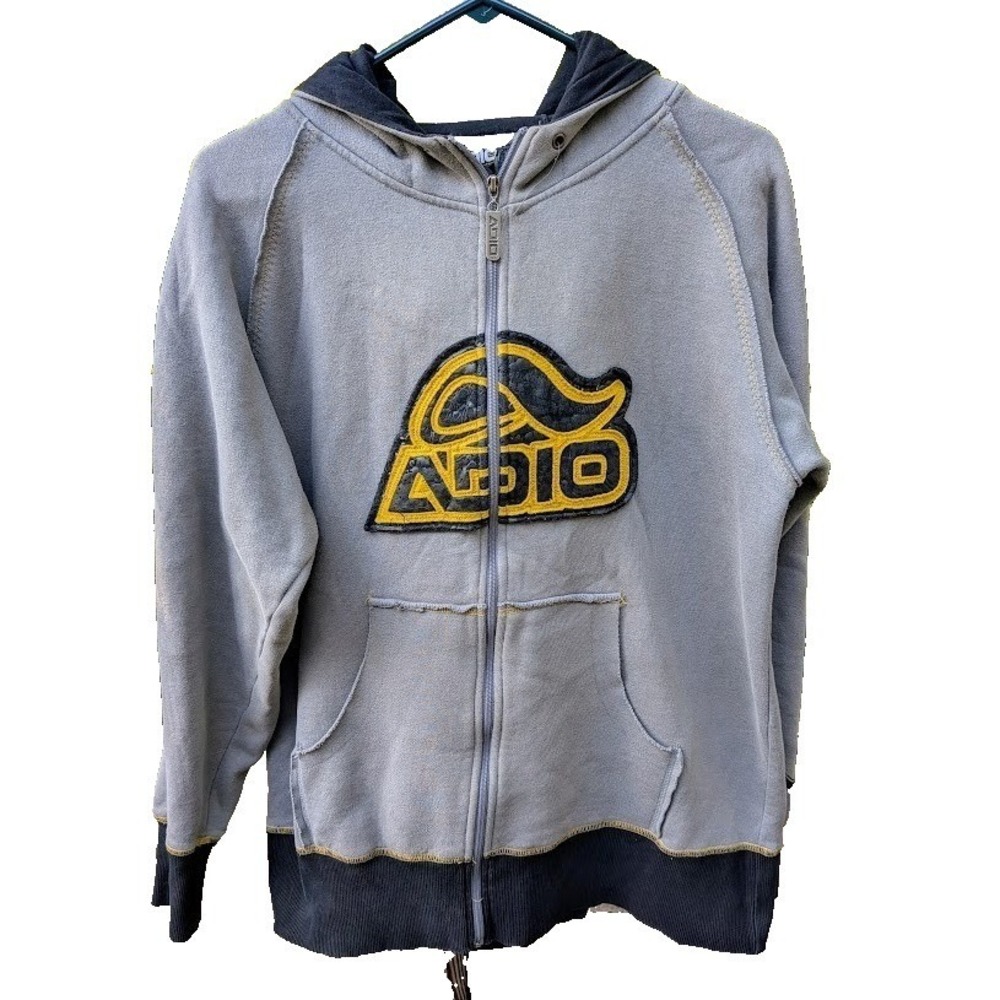 Vintage Y2K Adio Skateboarding Mens Zip Up Hoodie Size M Grunge Skater Spellout